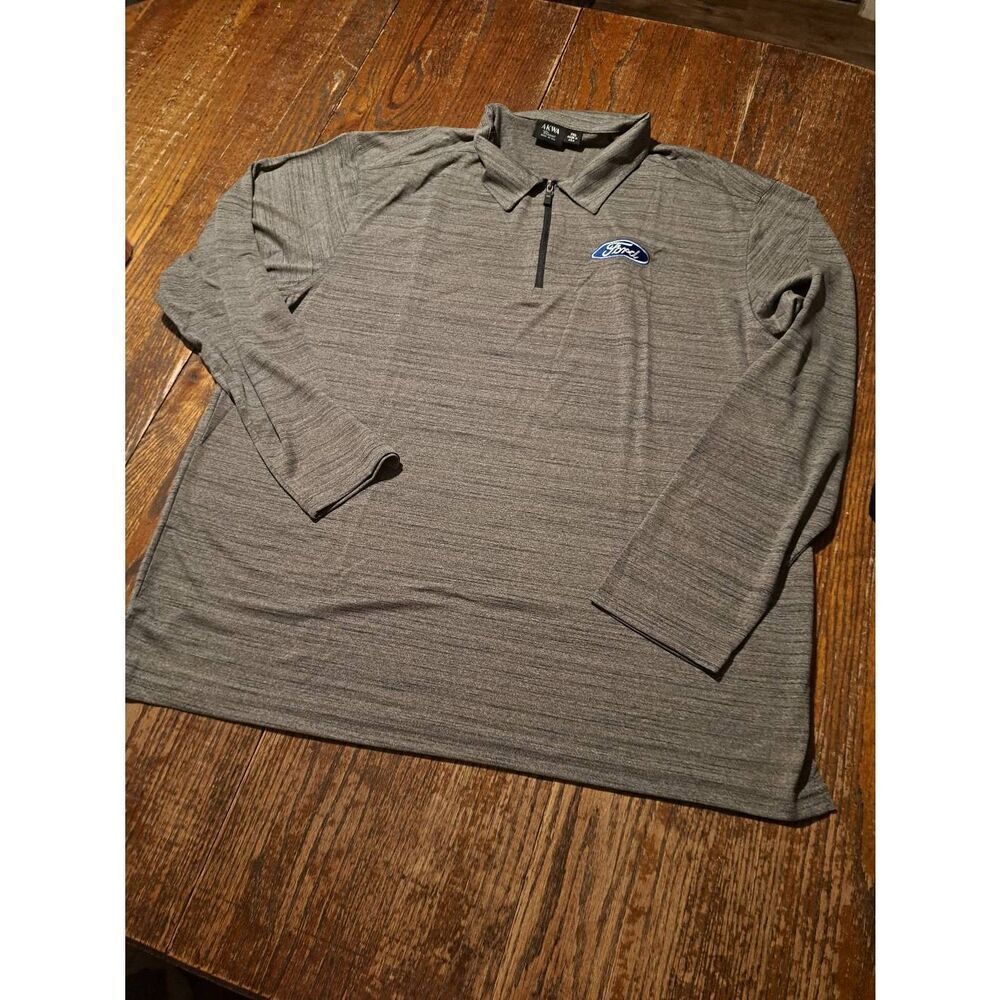 New Ford AKWA 2XL Quarter Zip Pullover Gray Blue Oval Logo USA Made